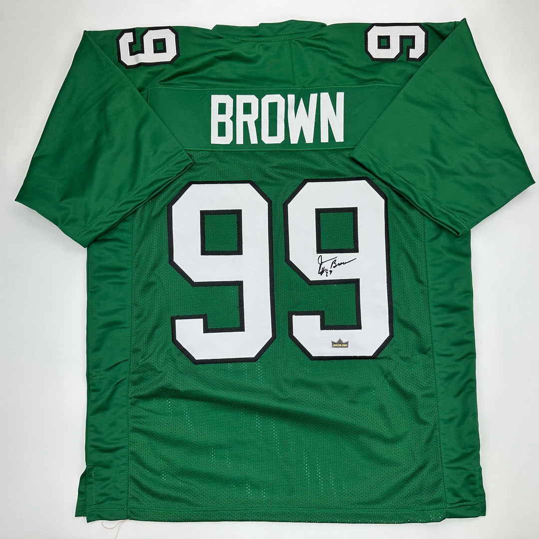 Facsimile Autographed Jerome Brown Philadelphia Green Reprint Jersey Men's XL