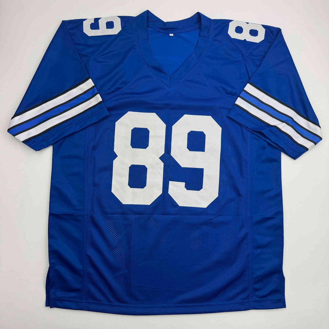 Autographed/Signed Billy Joe DuPree SB XII Dallas Blue Football Jersey JSA COA