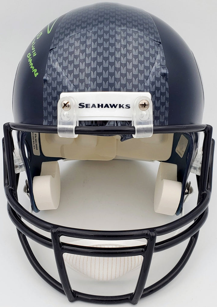 Russell Wilson Signed Seattle Seahawks Full Size Replica Helmet In Green RW Holo