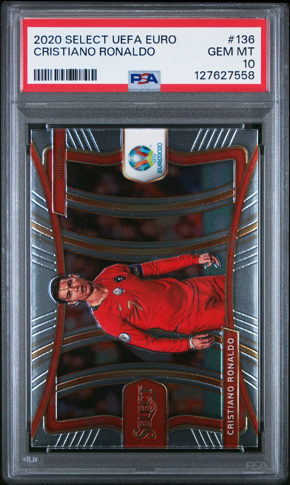 Graded 2020 Panini Select UEFA Euro Cristiano Ronaldo #136 Card PSA 10 Gem Mint