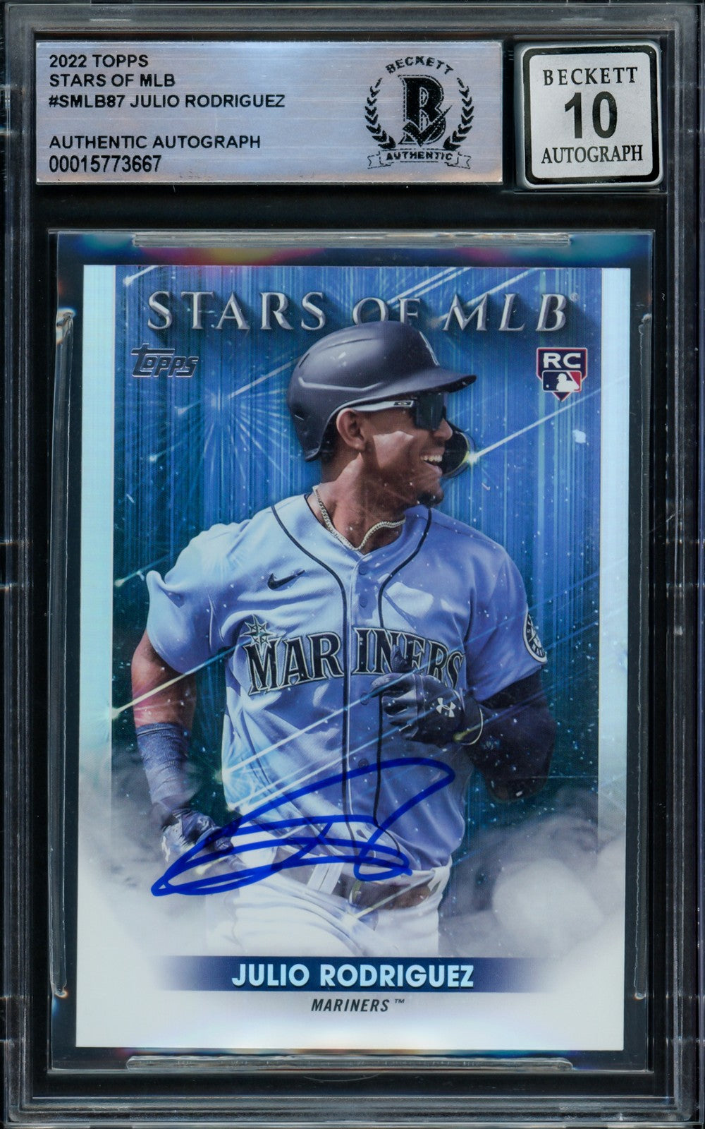 Julio Rodriguez Signed 2022 Topps Stars of MLB RC #SMLB-87 Mariners Auto 10