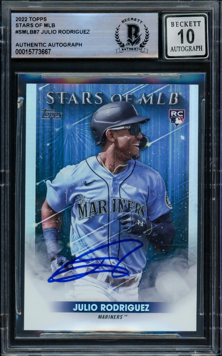Julio Rodriguez Signed 2022 Topps Stars of MLB RC #SMLB-87 Mariners Auto 10