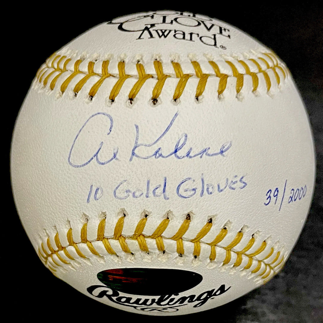 Al Kaline Signed Mlb Gold Glove Baseball 10 Gold Gloves Auto Tigers Hof Steiner