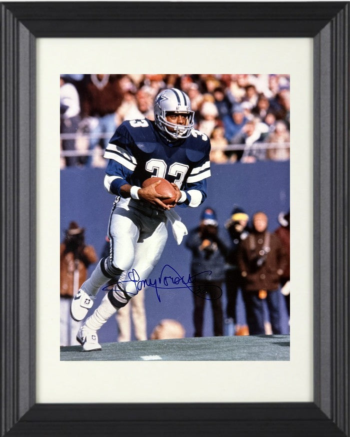 Tony Dorsett signed Dallas Cowboys 8x10 Photo #33 minor dings Framed - COA (HOF)