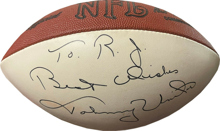 Johnny Unitas signed Wilson NFL White Panel Tagliabue Football To RJ - JSA LOA