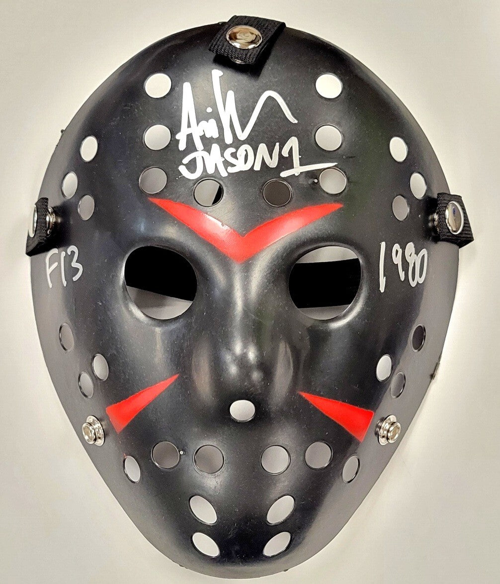 ARI LEHMAN signed "F13 1980" FRIDAY THE 13TH Jason Mask ~Beckett Witness BAS