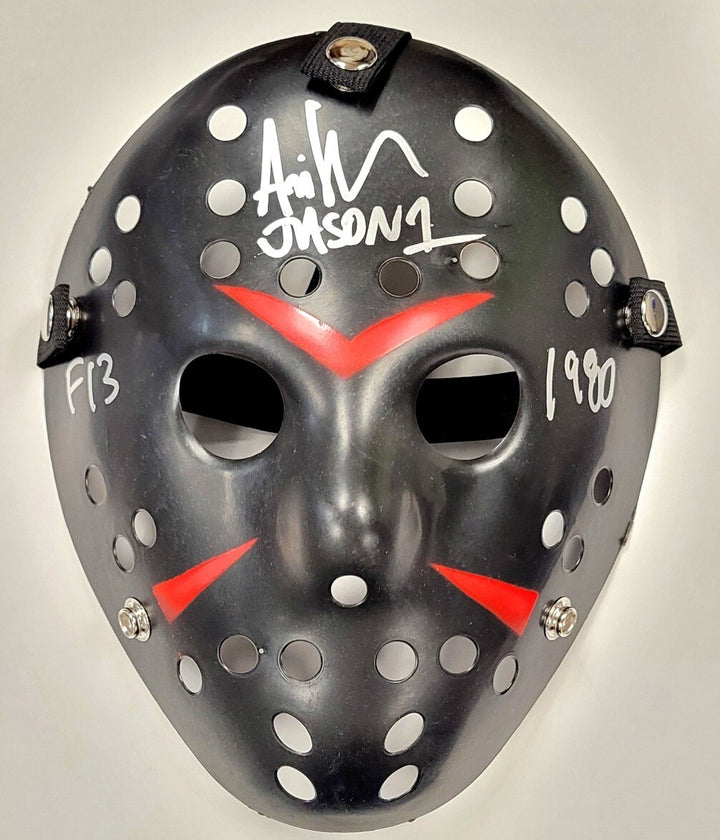ARI LEHMAN signed "F13 1980" FRIDAY THE 13TH Jason Mask ~Beckett Witness BAS