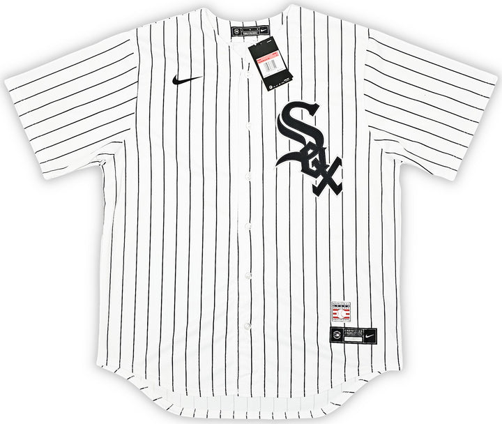 White Sox Frank Thomas Signed White Pinstripes Nike Jersey Size L Beckett Wit