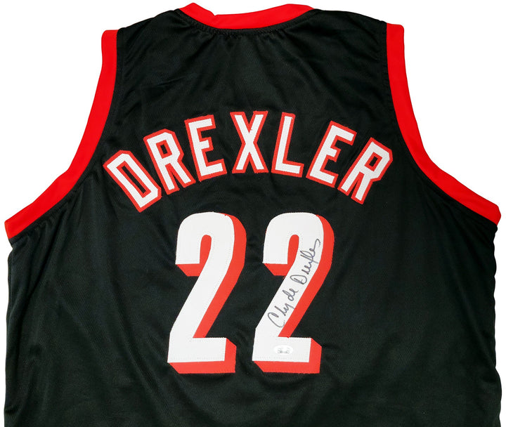 Portland Trailblazers Clyde Drexler Signed Black Jersey The Glide JSA