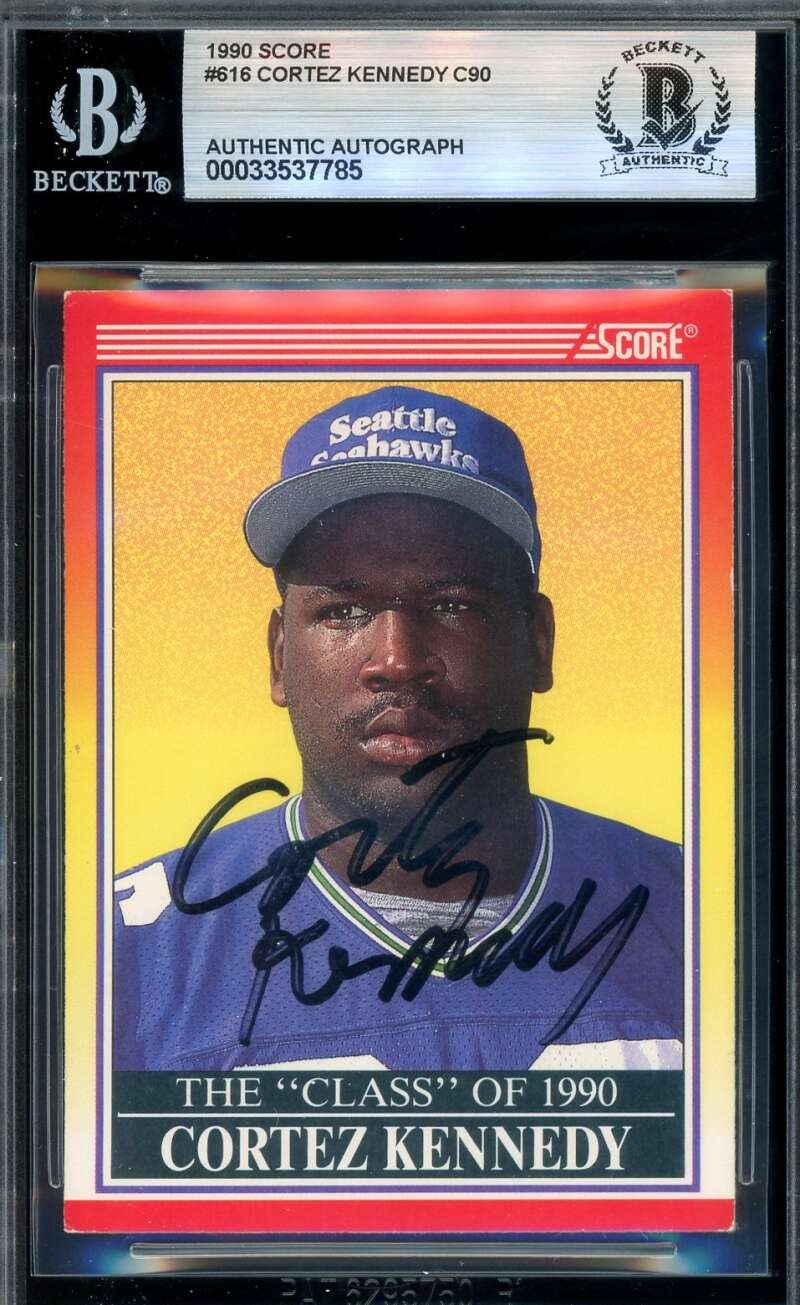 Cortez Kennedy Beckett BAS Signed 1990 Score Class of 1990 Rookie Autographed