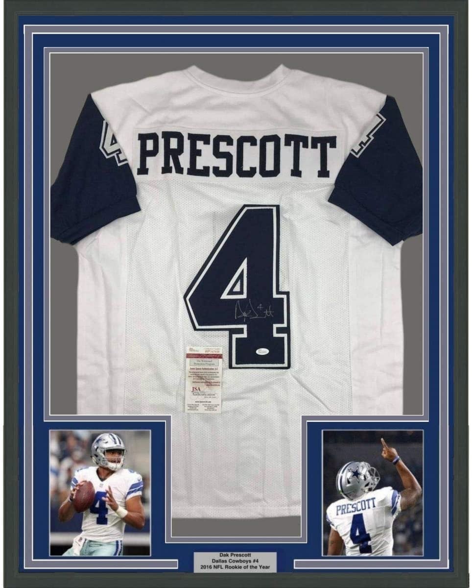 Framed Signed Dak Prescott 35x39 Dallas Color Rush Jersey JSA COA