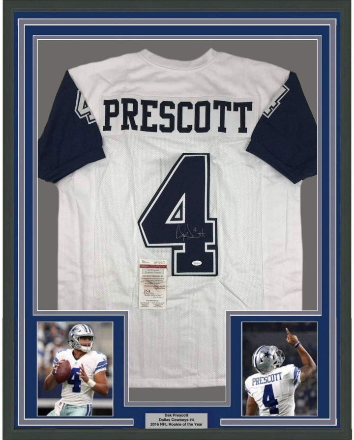 Framed Signed Dak Prescott 35x39 Dallas Color Rush Jersey JSA COA