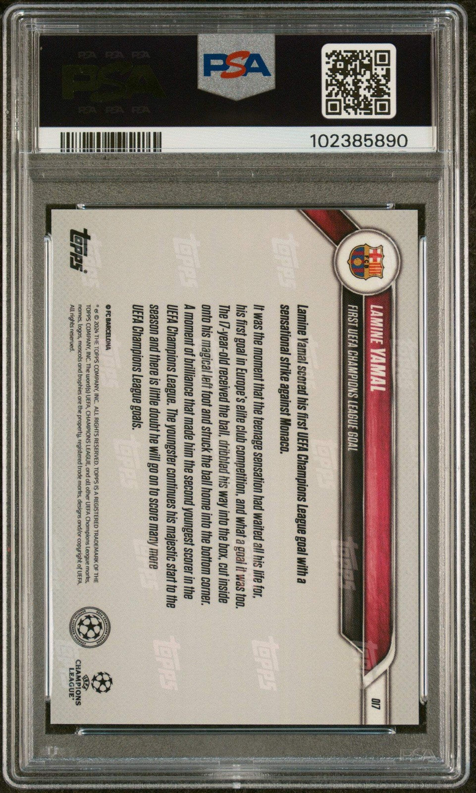 Graded 2024 Topps Now Lamine Yamal #17 Rookie RC Soccer Card PSA 10 Gem Mint