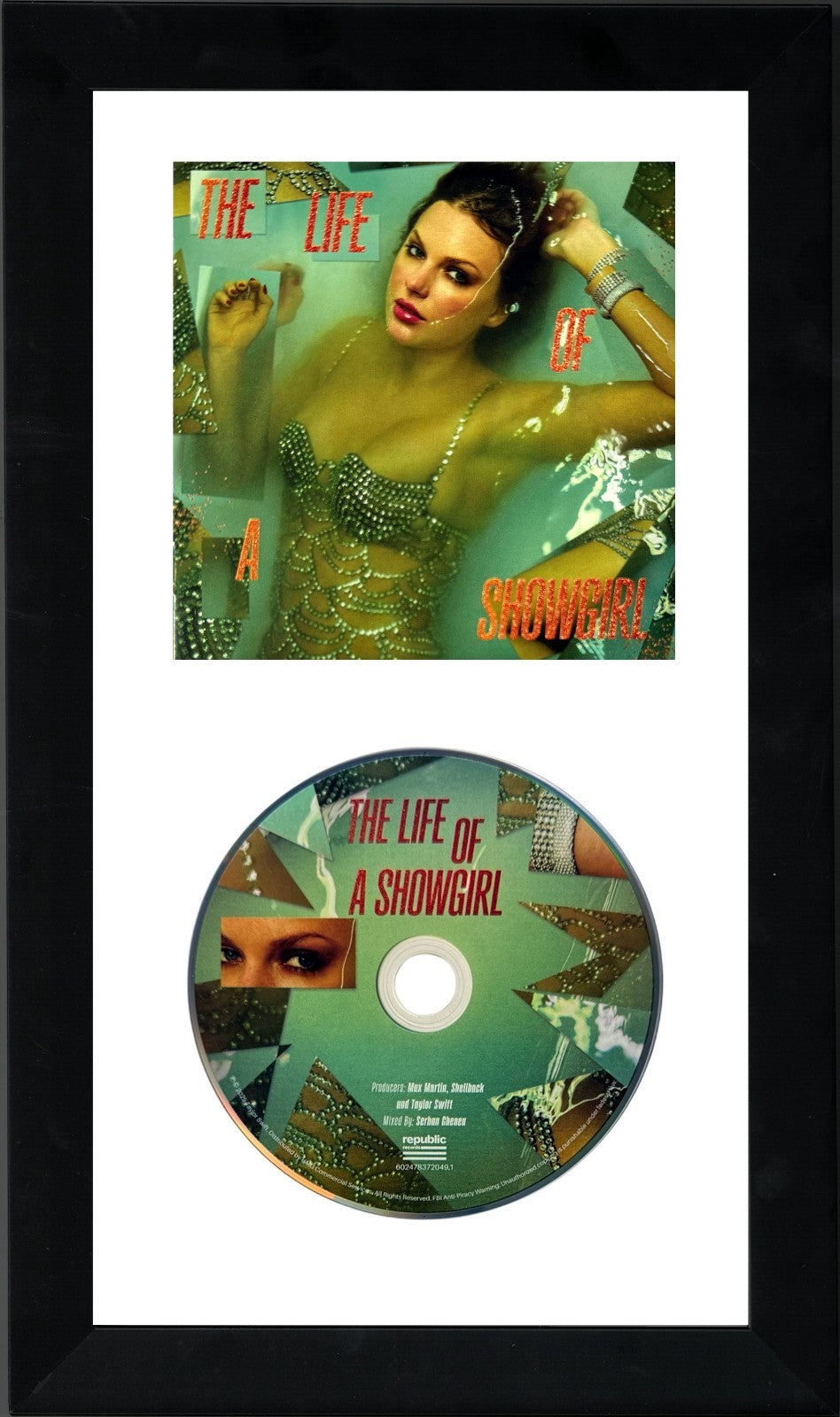 Taylor Swift 2025 The Life of a Showgirl CD/Booklet Framed (6.5"x12")- BRAND NEW
