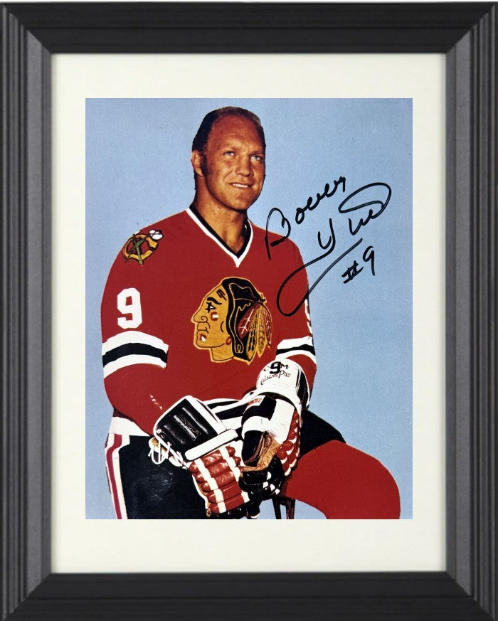 Bobby Hull signed Chicago Blackhawks 8x10 Photo #9 minor dings Framed- COA (HOF)
