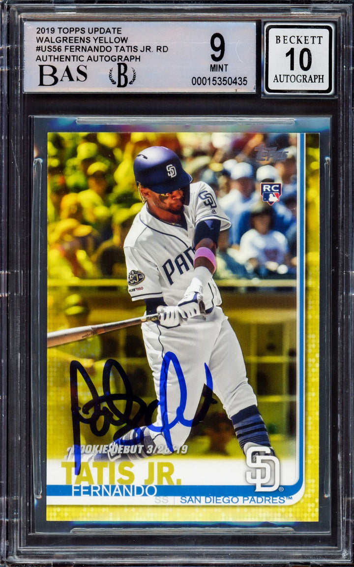 Fernando Tatis Jr Signed 2019 Topps Update Walgreens Yellow RC US56 BGS 9 Sig 10