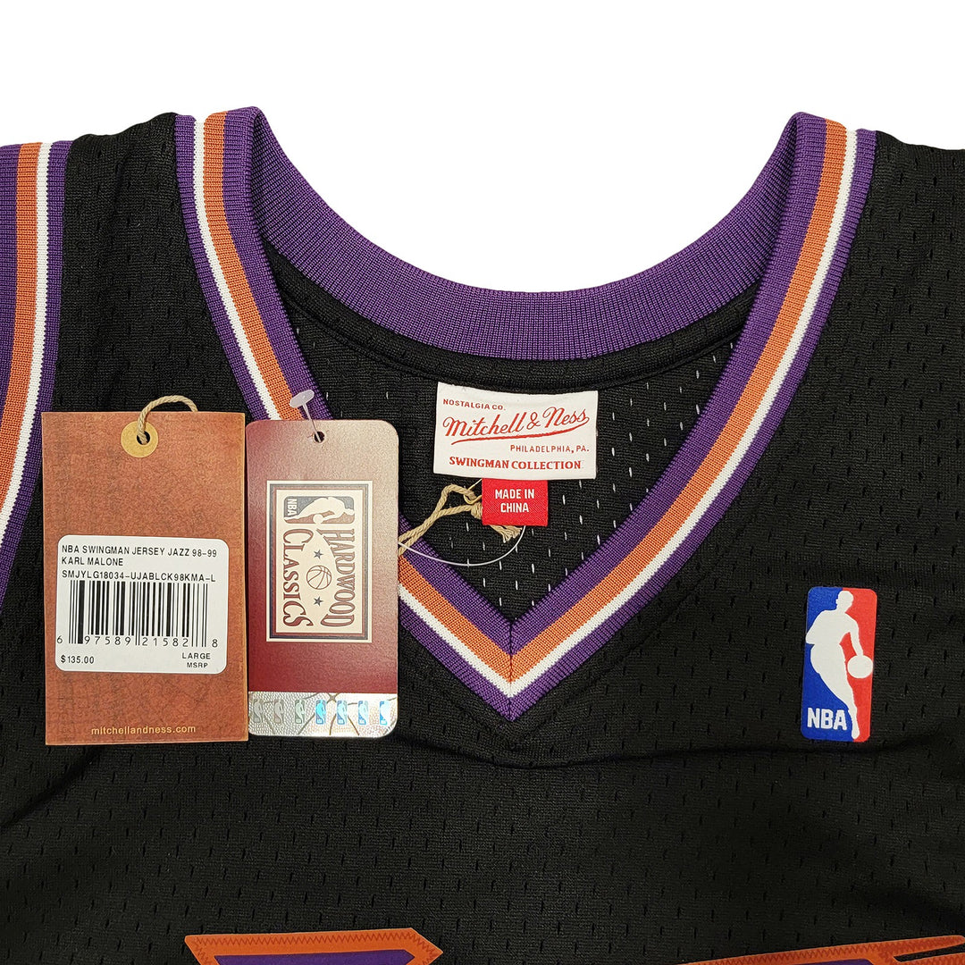 Jazz Karl Malone Auto Black Authentic Mitchell & Ness Jersey Size L Beckett Wit