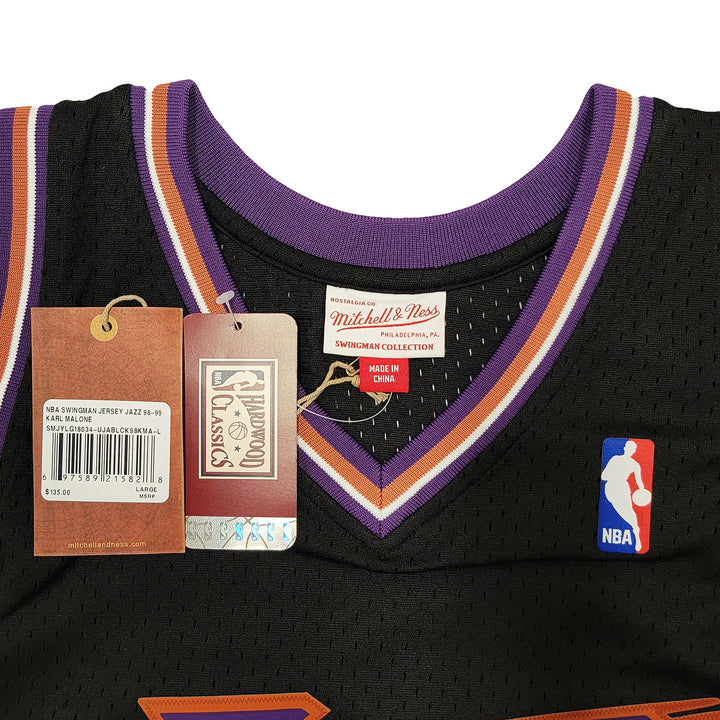 Jazz Karl Malone Auto Black Authentic Mitchell & Ness Jersey Size L Beckett Wit