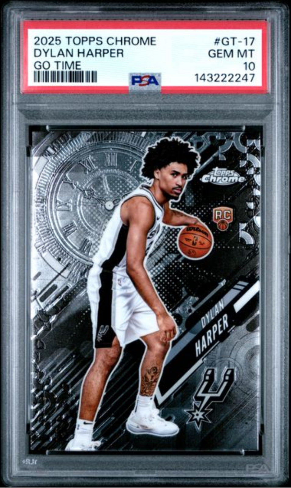 Graded 2025 Topps Chrome Dylan Harper #GT17 Go Time RC Basketball Card PSA 10