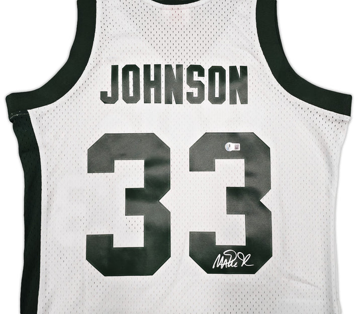 Michigan State Magic Johnson Auto White Mitchell Ness College Jersey XL Beckett