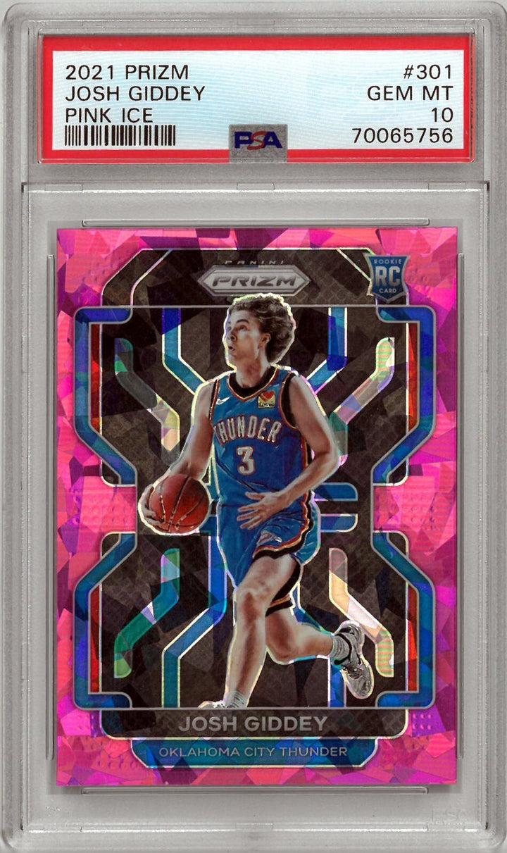 Josh Giddey 2021-22 Panini Prizm Pink Ice Rookie Card- PSA Graded 10 Gem Mint