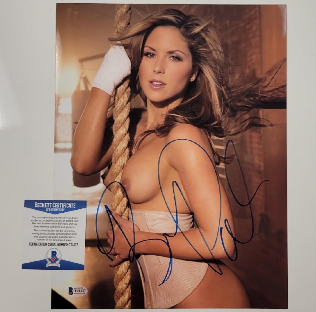 Brittney Palmer signed 10x13 Photo #2 UFC Girl Model Naked ~ Beckett BAS COA