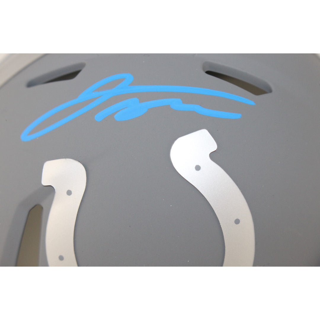 Jonathan Taylor Autographed Indianapolis Colts Slate Mini Helmet Fanatics 53680