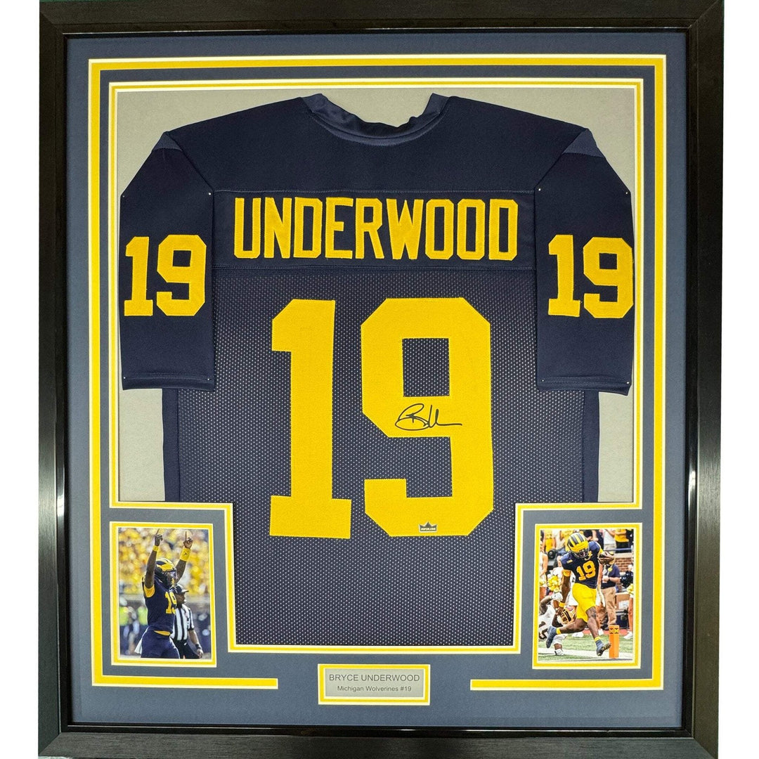 Facsimile Autographed Bryce Underwood 35x39 Michigan Blue Reprint Jersey