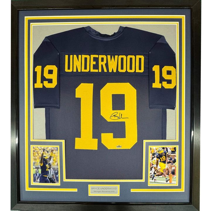Facsimile Autographed Bryce Underwood 35x39 Michigan Blue Reprint Jersey