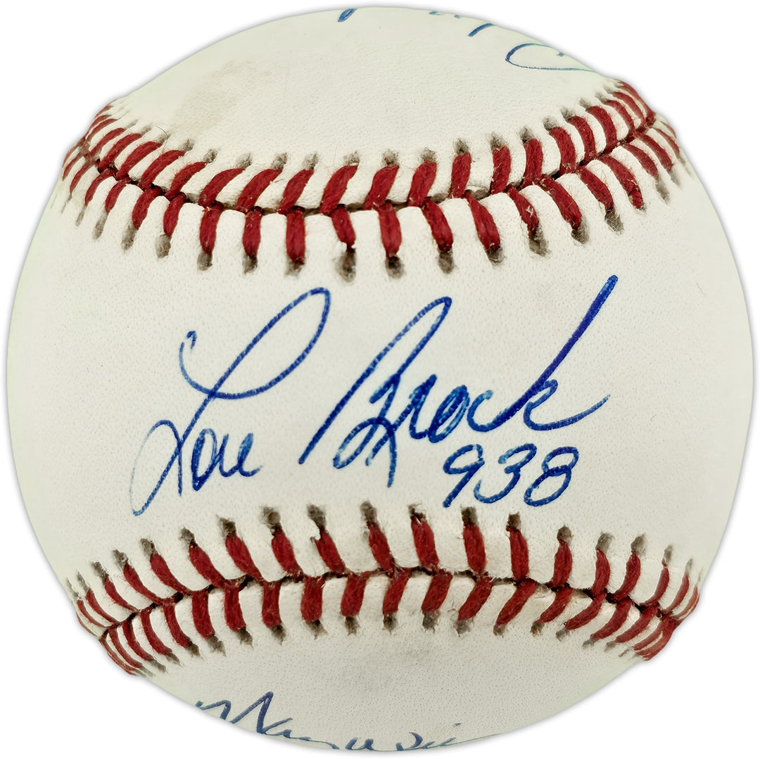 Rickey Henderson, Lou Brock, Maury Wills Auto AL Baseball Greatest Base