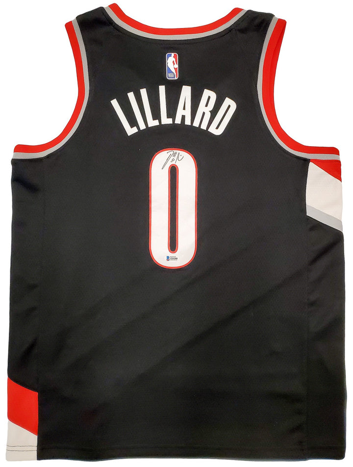 Portland Trail Blazers Damian Lillard Signed Black Nike Jersey Size L Beckett