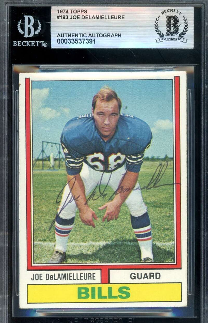 Joe DeLamielleure Beckett BAS Vintage Signed 1974 Topps Rookie Autograph
