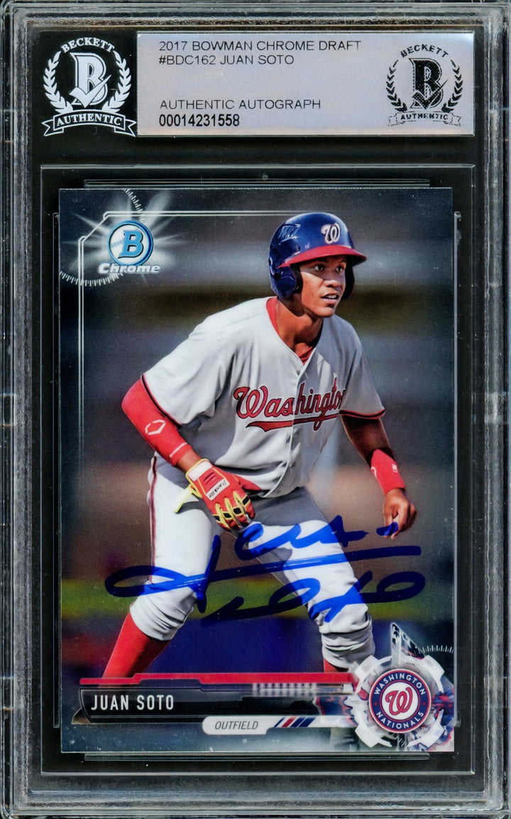 Juan Soto Signed 2017 Bowman Chrome Draft RC BDC162 New York Mets Beckett