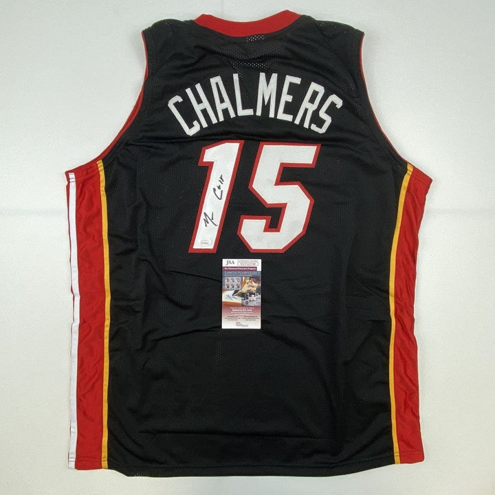 Autographed/Signed MARIO CHALMERS Miami Black Jersey JSA COA Auto