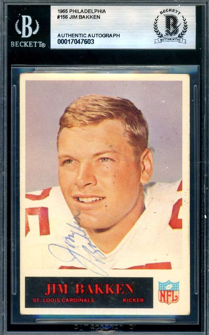 Jim Bakken Beckett BAS Signed 1965 Philadelphia Gum Rookie Autograph