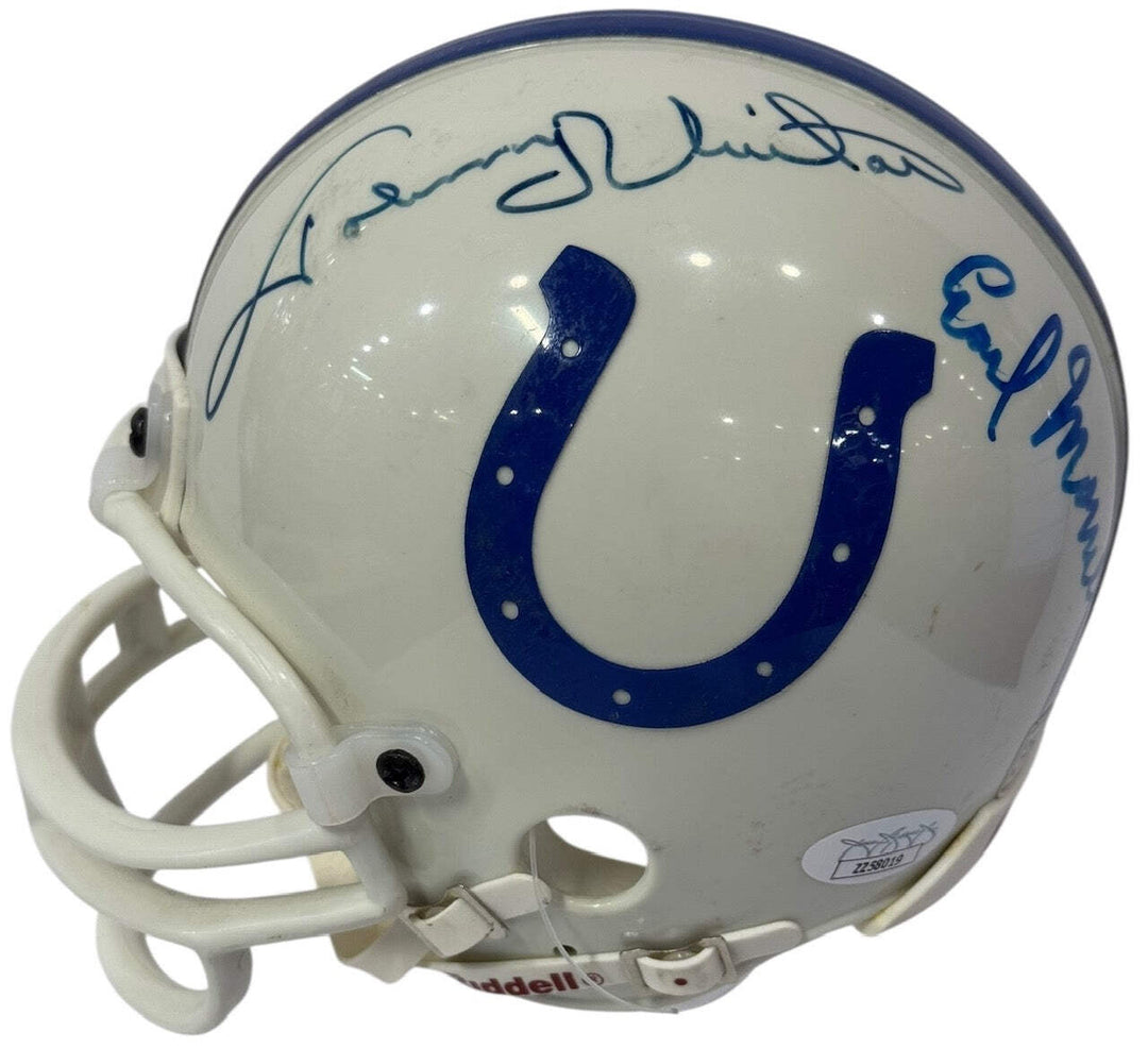 Johnny Unitas & Earl Morrall Autographed Colts Mini Helmet (JSA)