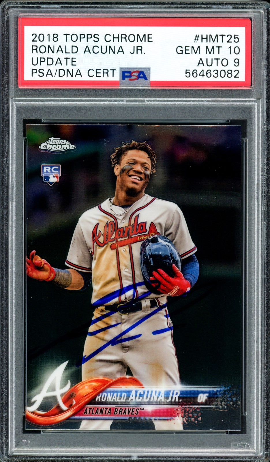 Ronald Acuna Jr. Signed 2018 Topps Chrome Update RC #HMT25 Braves PSA 10