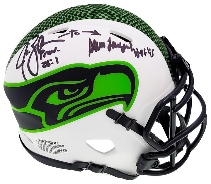 Steve Largent & Jim Zorn Auto Seahawks Lunar Eclipse White Speed Mini Helmet MCS