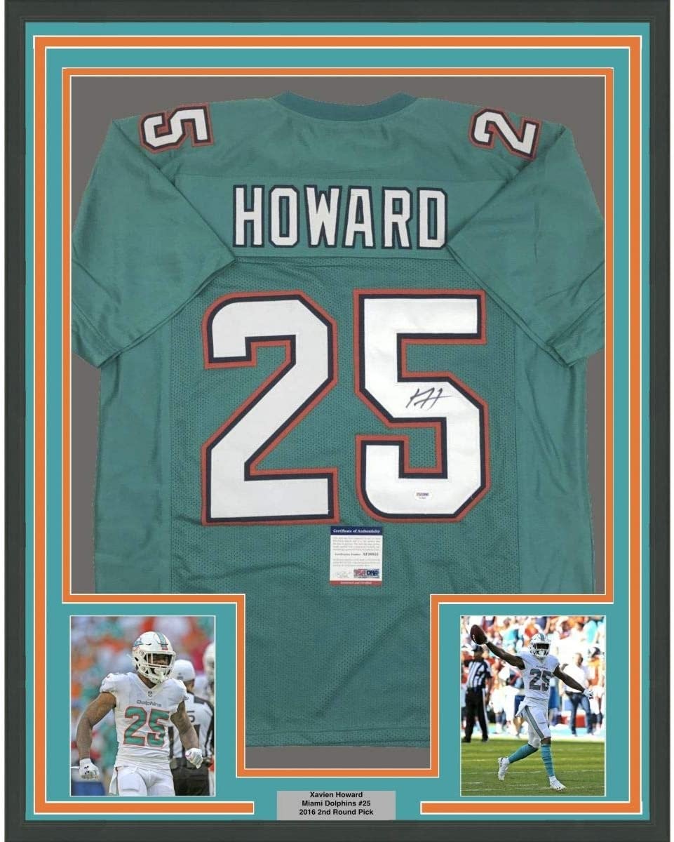 FRAMED Signed XAVIEN HOWARD 35x39 Miami Teal Jersey PSA COA Auto