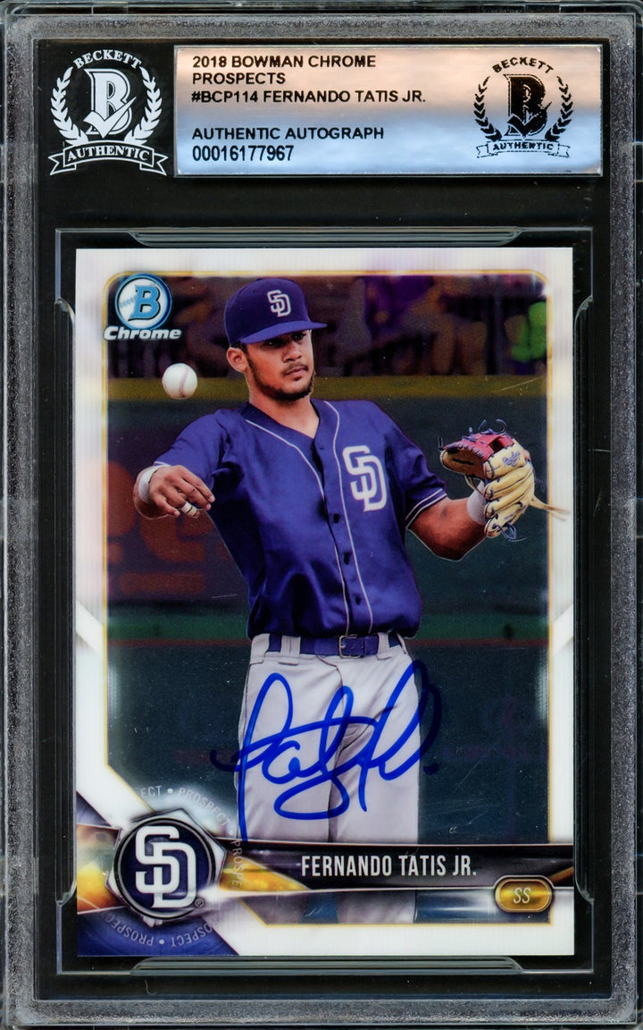 Fernando Tatis Jr. Signed 2018 Bowman Chrome Prospects RC #BCP114 San Diego