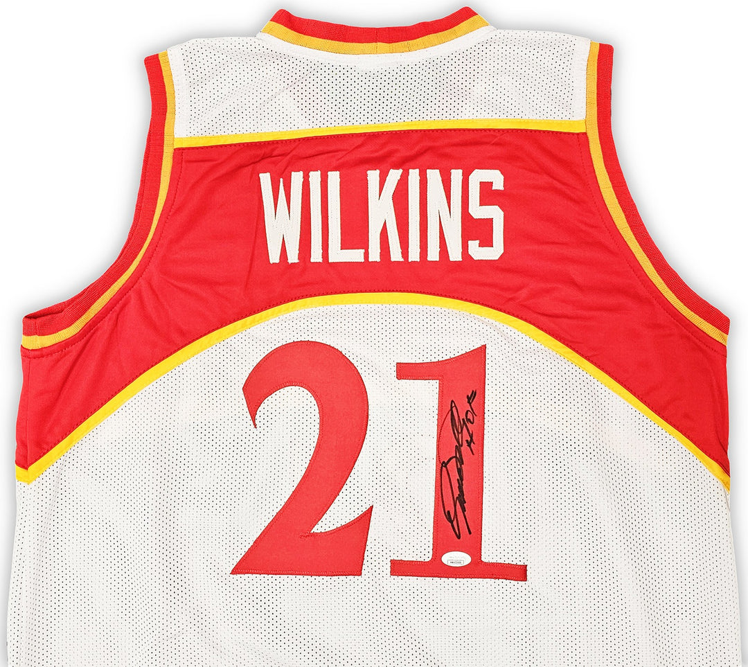 Atlanta Hawks Dominique Wilkins Autographed Signed White Jersey "HOF" JSA