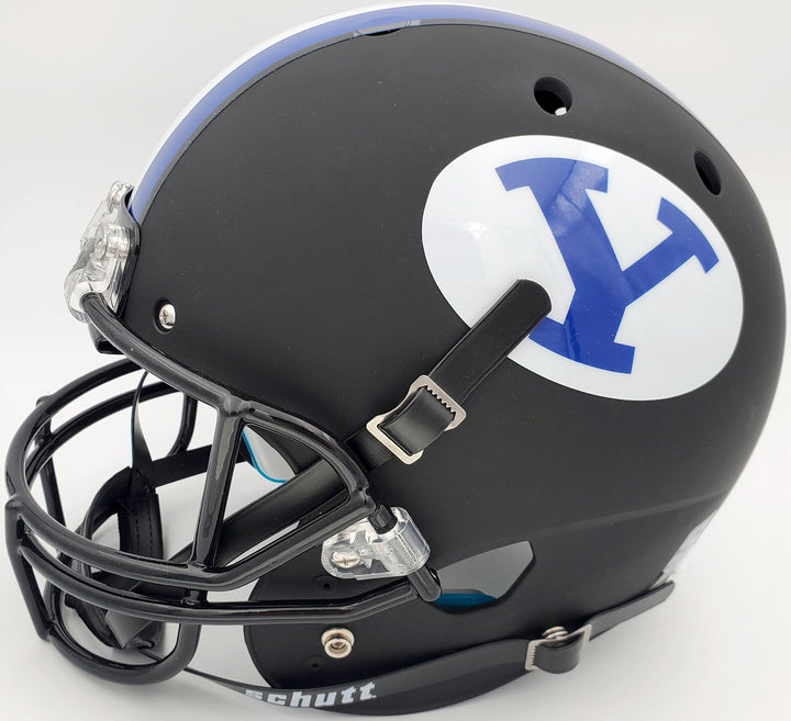 Zach Wilson Signed BYU Cougars Matte Black Schutt Full Size Replica Helmet