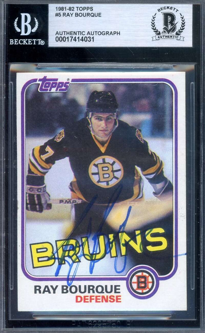 Ray Bourque Beckett BAS Signed 1981-82 Topps  Autograph