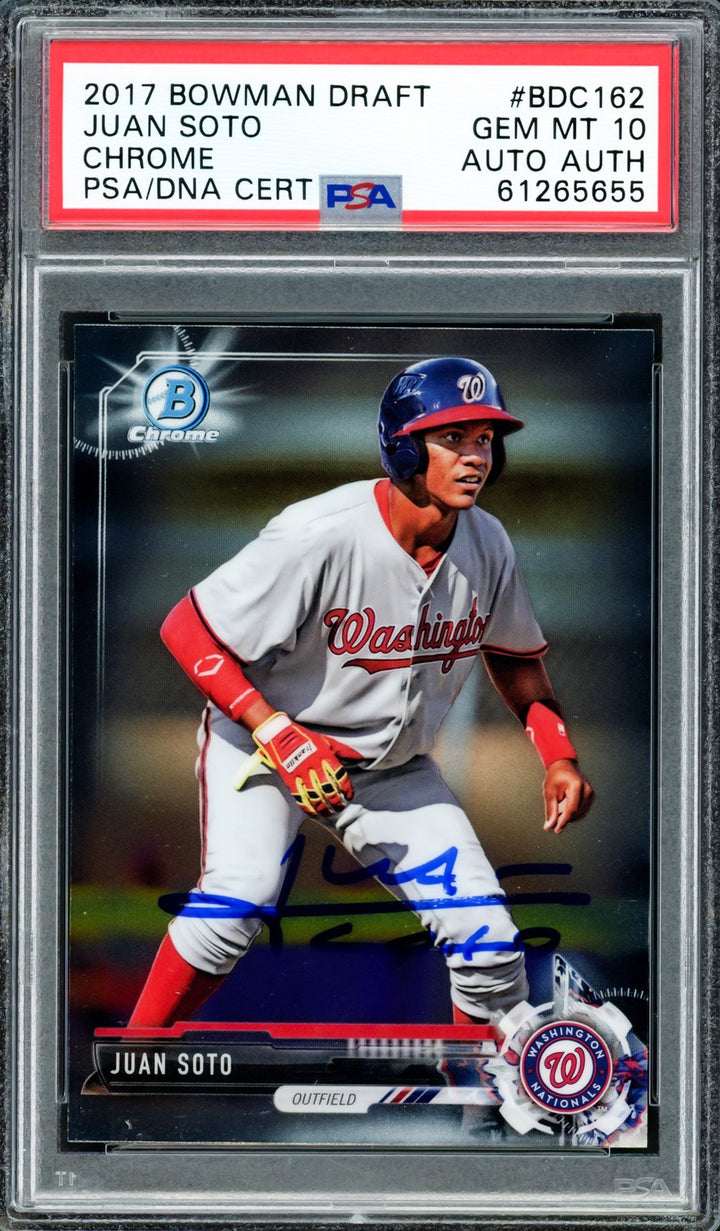 Juan Soto Signed 2017 Bowman Draft Chrome RC BDC162 New York Mets PSA 10 PSA/DNA