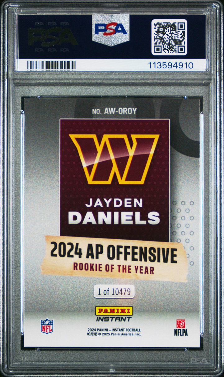Graded 2024 Panini Instant Jayden Daniels #OROY Award Winners Rookie Card PSA 10