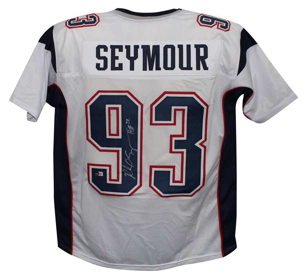 Richard Seymour Autographed Pro Style White XL Jersey HOF Beckett 39331