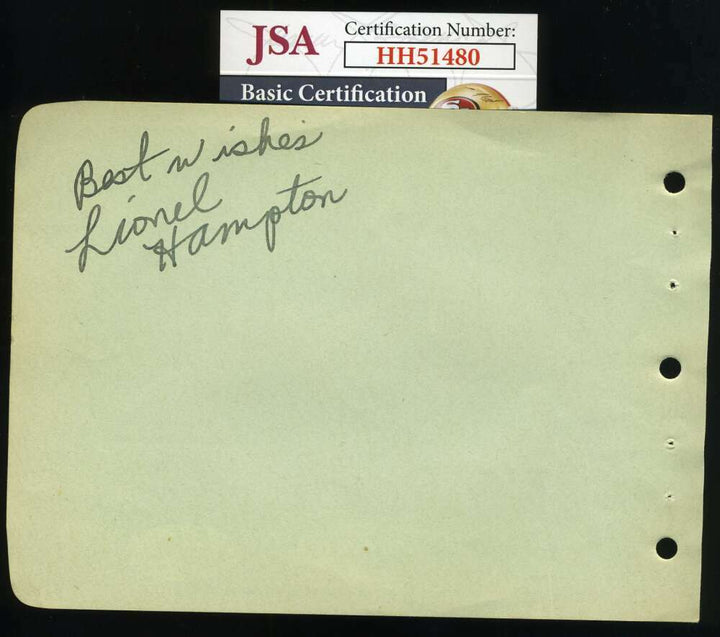 Lionel Hampton JSA Coa Signed Vintage 1940`s Album Page Autograph