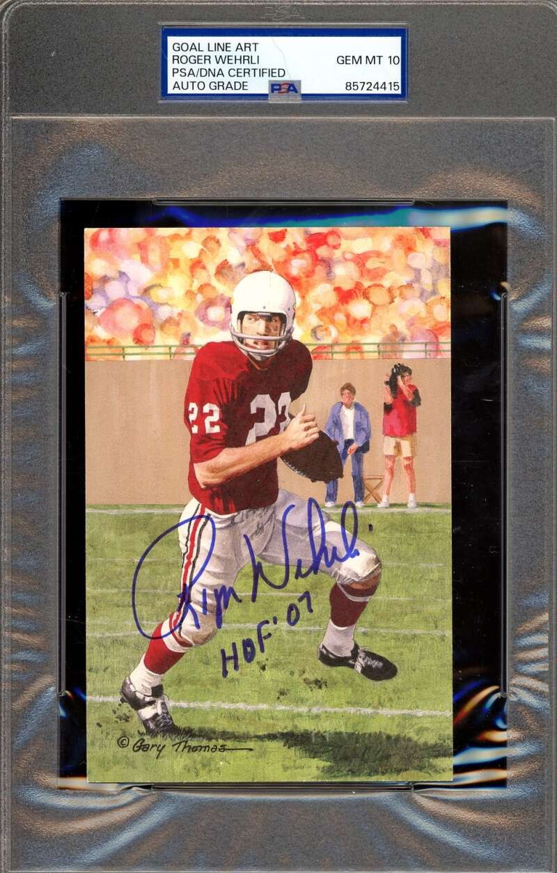 Roger Wehrli Gem Mint 10 PSA DNA Signed Goal Line Art Card GLAC Autograph HOF 07