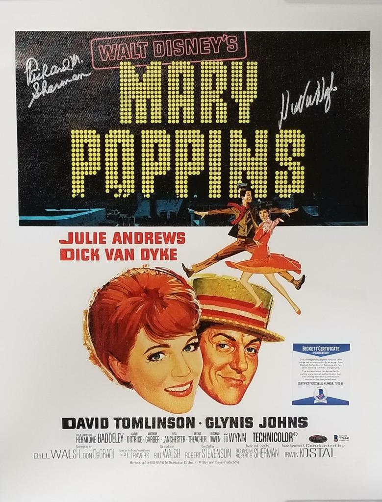 Dick Van Dyke & Richard Sherman signed Mary Poppins 16x20 Canvas Photo ~ BAS COA