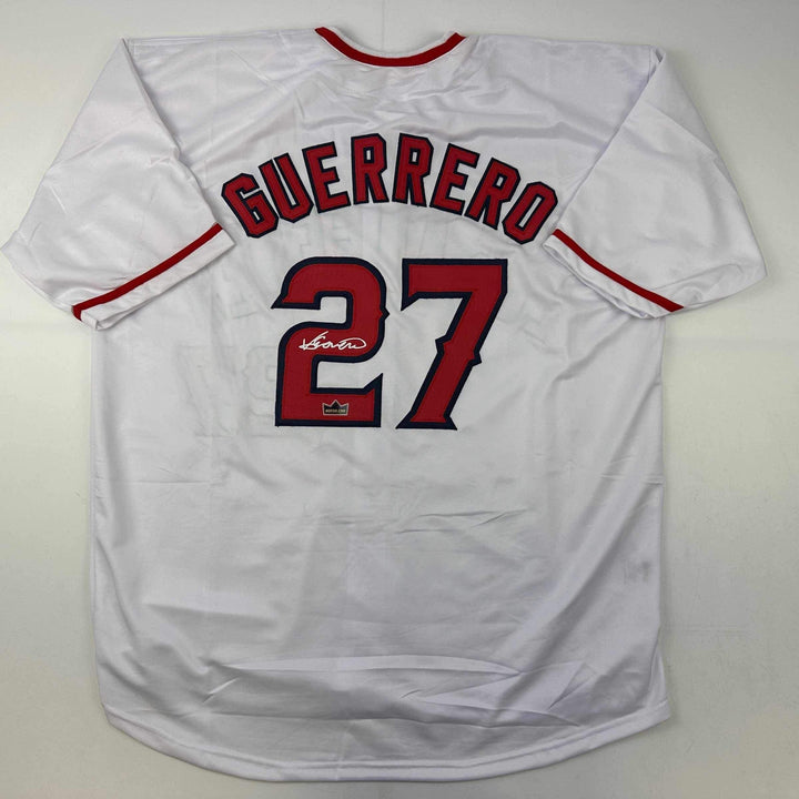 Facsimile Autographed Vladimir Guerrero Sr. Los Angeles White Reprint Jersey XL